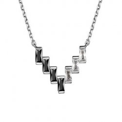 Colier din argint  cu pietre Cubic Zirconia Incolor, Cubic Zirconia Negru