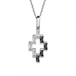 Colier din argint  cu pietre Cubic Zirconia Incolor, Cubic Zirconia Negru