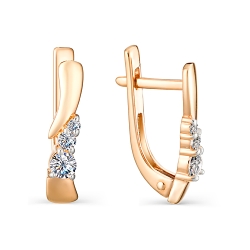 Cercei din aur roșu cu pietre Cubic Zirconia Incolor