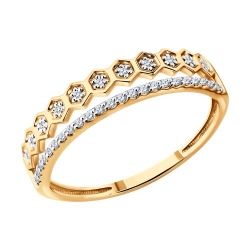 Кольцо из красного золота с камнями Бриллиант