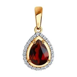 Pandantiv din aur roșu cu Cubic Zirconia Incolor, Granat