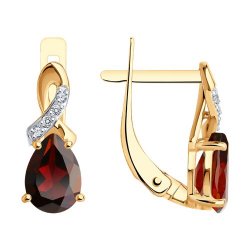 Cercei din aur roșu cu pietre Cubic Zirconia Incolor, Granat