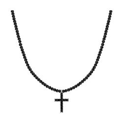 Colier din argint  cu pietre Cubic Zirconia Negru, Spinel natural și