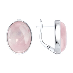 Cercei din argint  cu pietre Cuarț roz