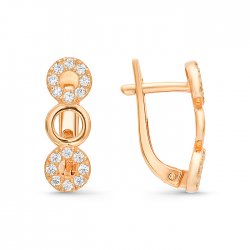 Серьги из красного золота с камнями Фианит