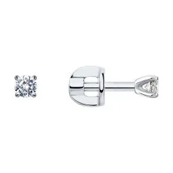 Cercei Pusete din aur alb cu Diamant