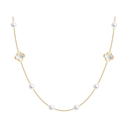 Колье из красного золота с камнями Жемчуг белый , Перламутр белый