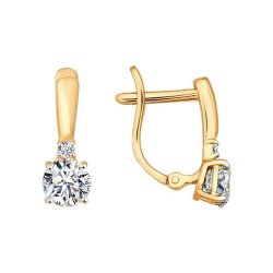 Cercei din aur roșu cu pietre Cubic Zirconia Incolor