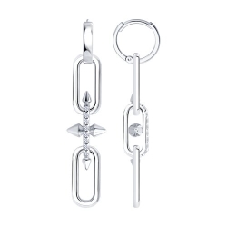 Cercei Creole din argint  cu pietre Cubic Zirconia Incolor