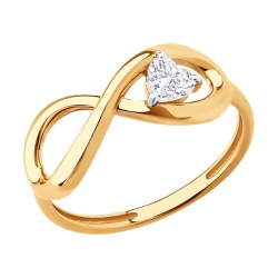 Inel din aur roșu cu pietre Cubic Zirconia Incolor