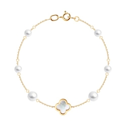 Brățară din aur roșu cu pietre Perla Albă, Sidef Alb