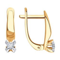 Cercei din aur roșu cu pietre Diamant