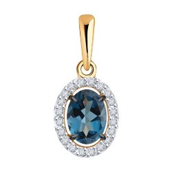 Pandantiv din aur roșu cu pietre Cubic Zirconia Incolor, Topaz London
