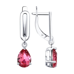 Cercei Suspendați din argint  cu pietre Cristal roz