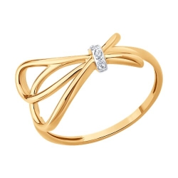 Кольцо из красного золота с камнями Фианит