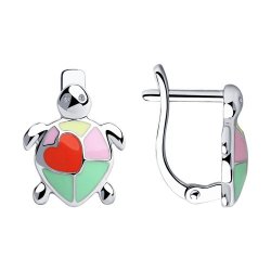 Детские серьги из серебра с камнями Эмаль