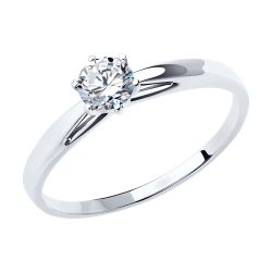 Кольцо из белого золота с камнями Фианит