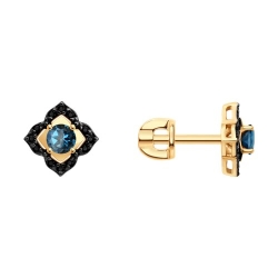 Cercei Pusete din aur roșu cu pietre Cubic Zirconia Negru, Topaz London