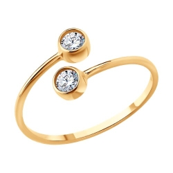 Inel din aur roșu cu pietre Cubic Zirconia Incolor