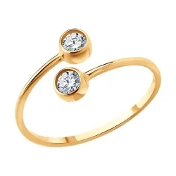 Inel din aur roșu cu Cubic Zirconia Incolor