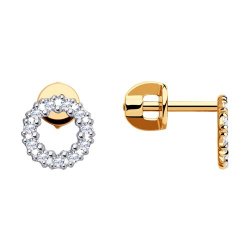 Cercei Pusete din aur roșu cu pietre Cubic Zirconia Incolor