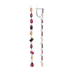 Cercei Suspendați din argint  cu pietre Cubic Zirconia Roșu, Cubic Zirconia Maro și Cubic Zirconia Galben