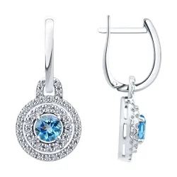 Cercei Suspendați din aur alb cu Cubic Zirconia Incolor, Topaz Swiss