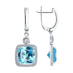 Cercei Suspendați din argint cu Cubic Zirconia Incolor, Cubic Zirconia Albastru