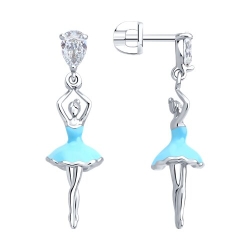 Cercei Pusete din argint  cu pietre Cubic Zirconia Incolor, Emailare