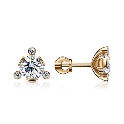 Cercei Pusete din aur roșu cu pietre Cubic Zirconia Incolor