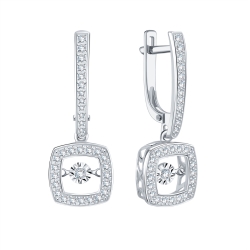 Cercei Suspendați din aur alb cu pietre Diamant