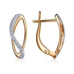 Cercei din aur roșu cu pietre Cubic Zirconia Incolor