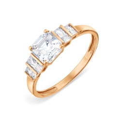 Inel din aur roșu cu pietre Cubic Zirconia Incolor