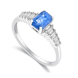 Inel din aur alb cu Diamant, Safir