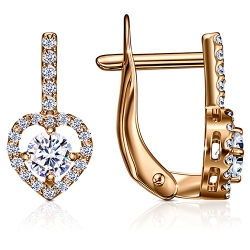 Cercei din aur roșu cu pietre Cubic Zirconia Incolor