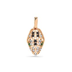 Pandantiv din aur roșu cu pietre Cubic Zirconia Incolor, Cubic Zirconia Negru și Cubic Zirconia Verde