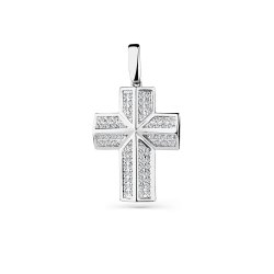 Cruce din aur alb cu pietre Cubic Zirconia Incolor