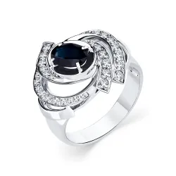Inel din aur alb cu Diamant, Safir