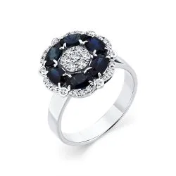 Inel din aur alb cu Diamant, Safir
