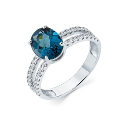 Inel din aur alb cu pietre Diamant, Topaz London