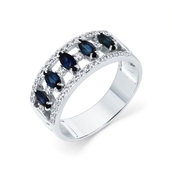 Inel din aur alb cu pietre Diamant, Safir