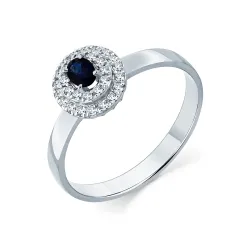 Inel din aur alb cu Diamant, Safir