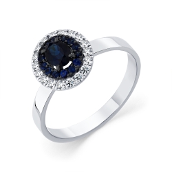 Inel din aur alb cu pietre Diamant, Safir