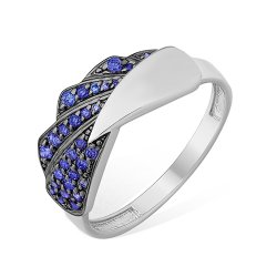 Inel din argint  cu pietre Cubic Zirconia Albastru Safir