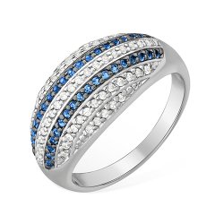 Inel din argint  cu pietre Cubic Zirconia Incolor, Cubic Zirconia Albastru Safir