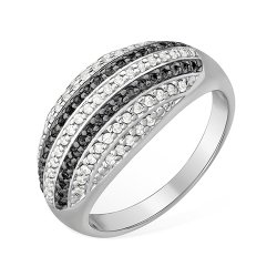 Inel din argint  cu pietre Cubic Zirconia Incolor, Cubic Zirconia Negru
