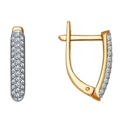 Серьги из красного золота с камнями Бриллиант