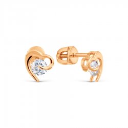 Cercei Pusete din aur roșu cu pietre Cubic Zirconia Incolor