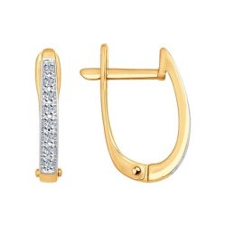 Серьги из красного золота с камнями Бриллиант