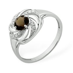 Inel din argint  cu pietre Cubic Zirconia Incolor, Cuarț fumuriu